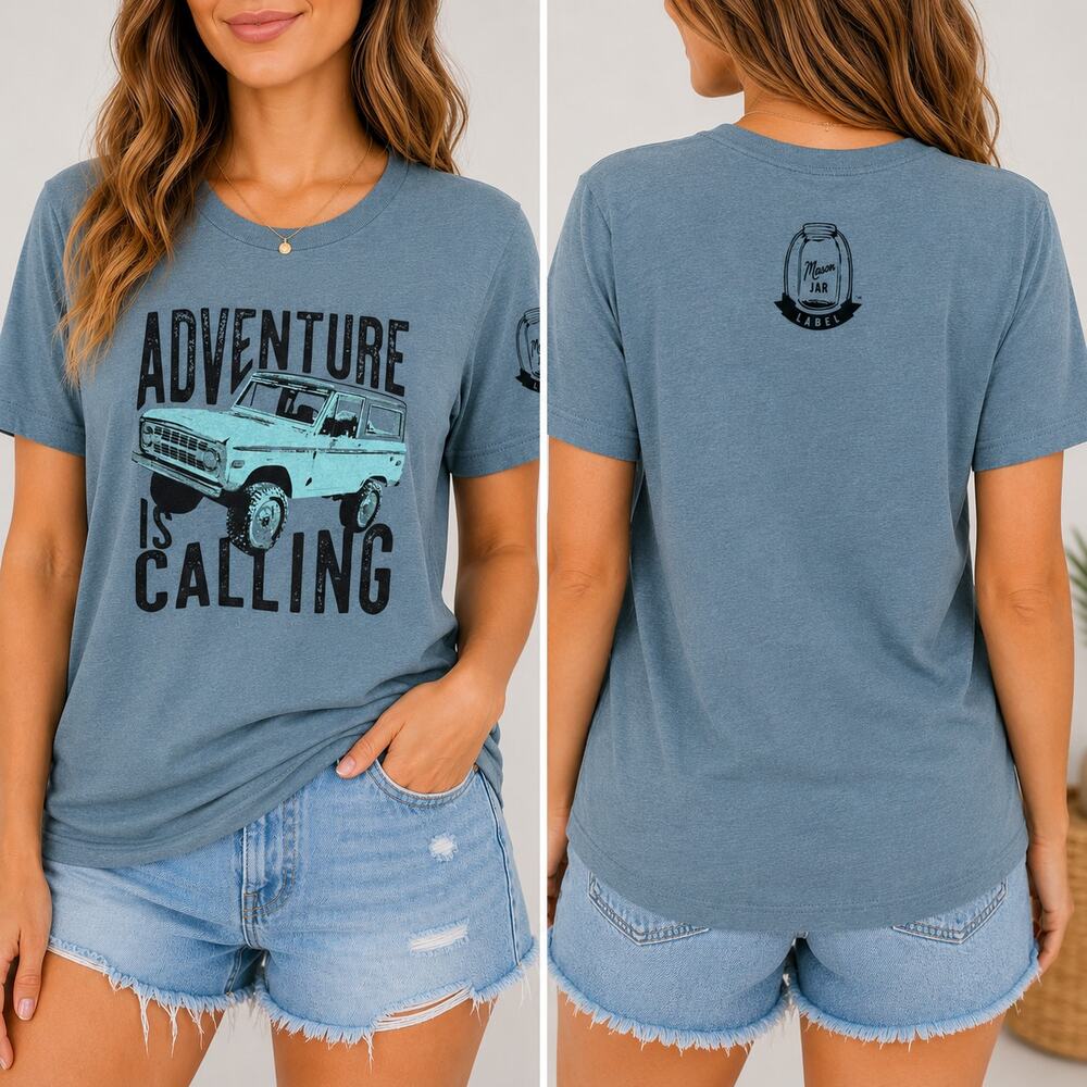 Mason Jar Adventure Is Calling Graphic Tee Medium NWOT's